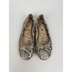 Sam Edelman Women  Size 6.5 Snake Print Ballet Flats‎ Slip On Bow Detail Shoes